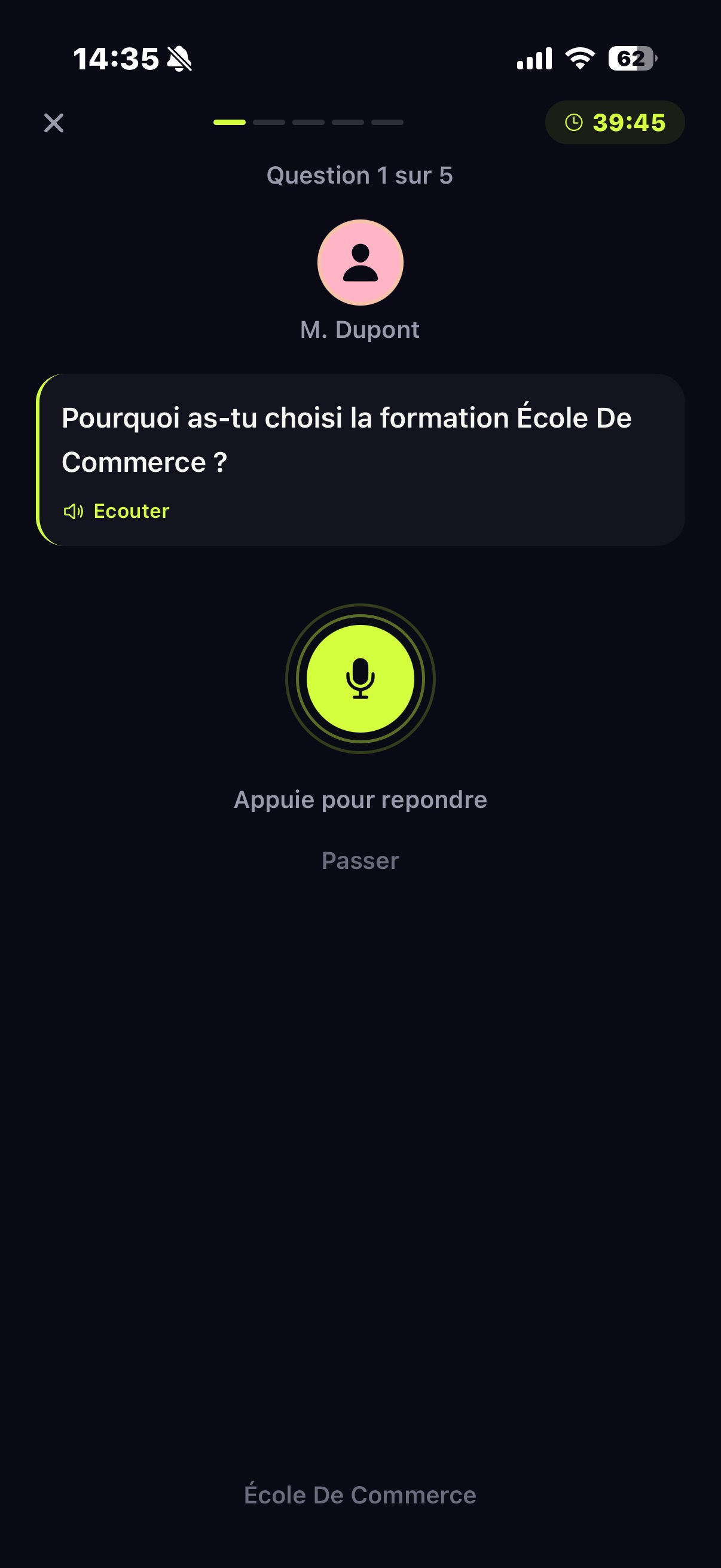Entretien en cours